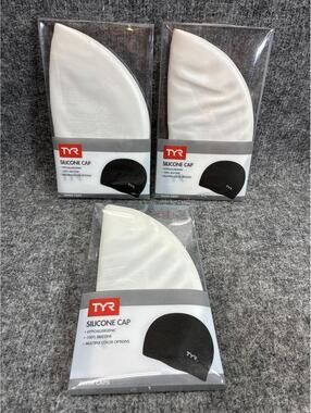 TYR Silicone Swim Cap White 100% Silicone Hypoallergenic